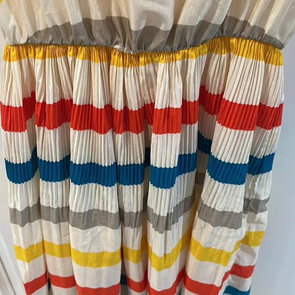 36 Point 5 Stripe Midi Multi color Sleeveless Dress flowy pleated Small (flaws) - Picture 4 of 16